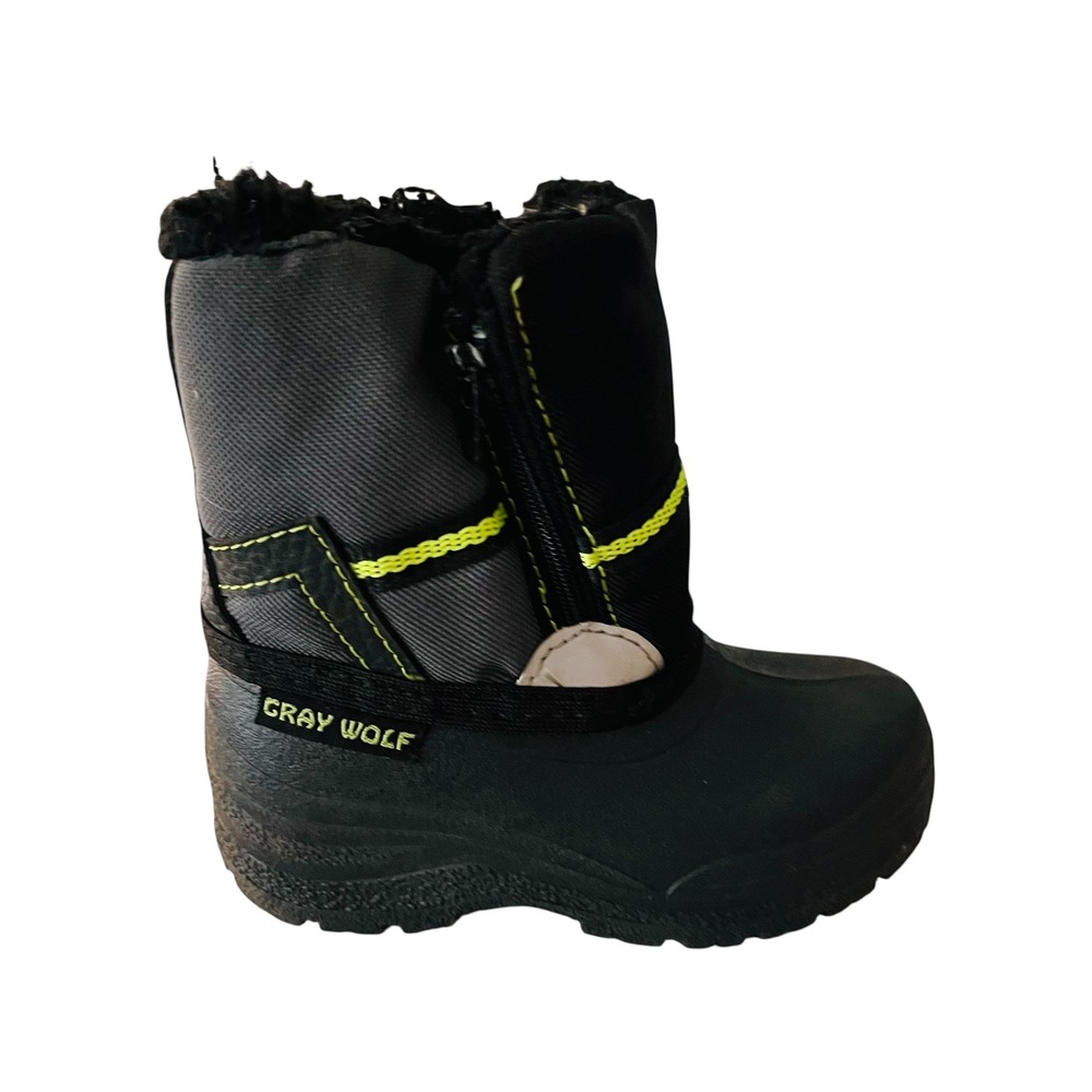 Gray Wolf Kids Snow Boots Black Gray Winter Boots Baby Size 6
